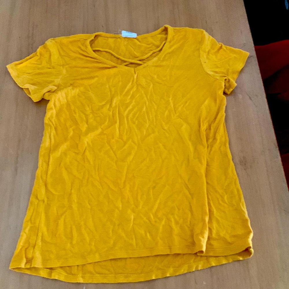 Yellow v neck shirt